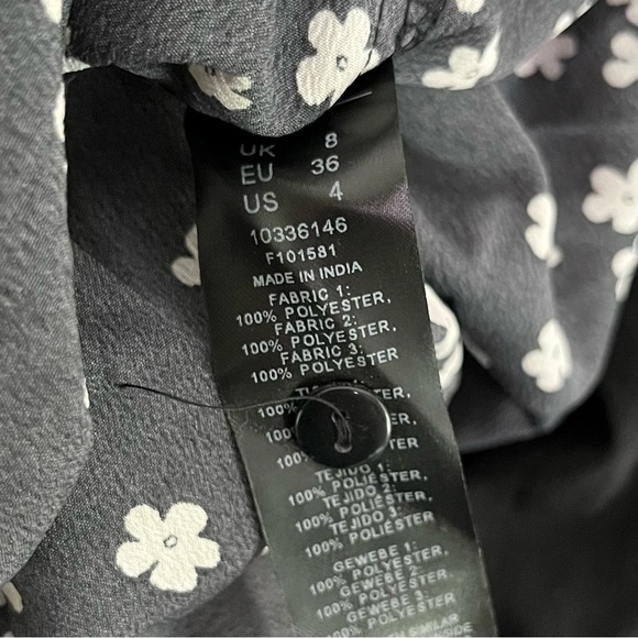 NEW ASOS Floral Polka Dot Tiered Smock Mini Dress Black Orange Pink Size 4‎ - Picture 14 of 15